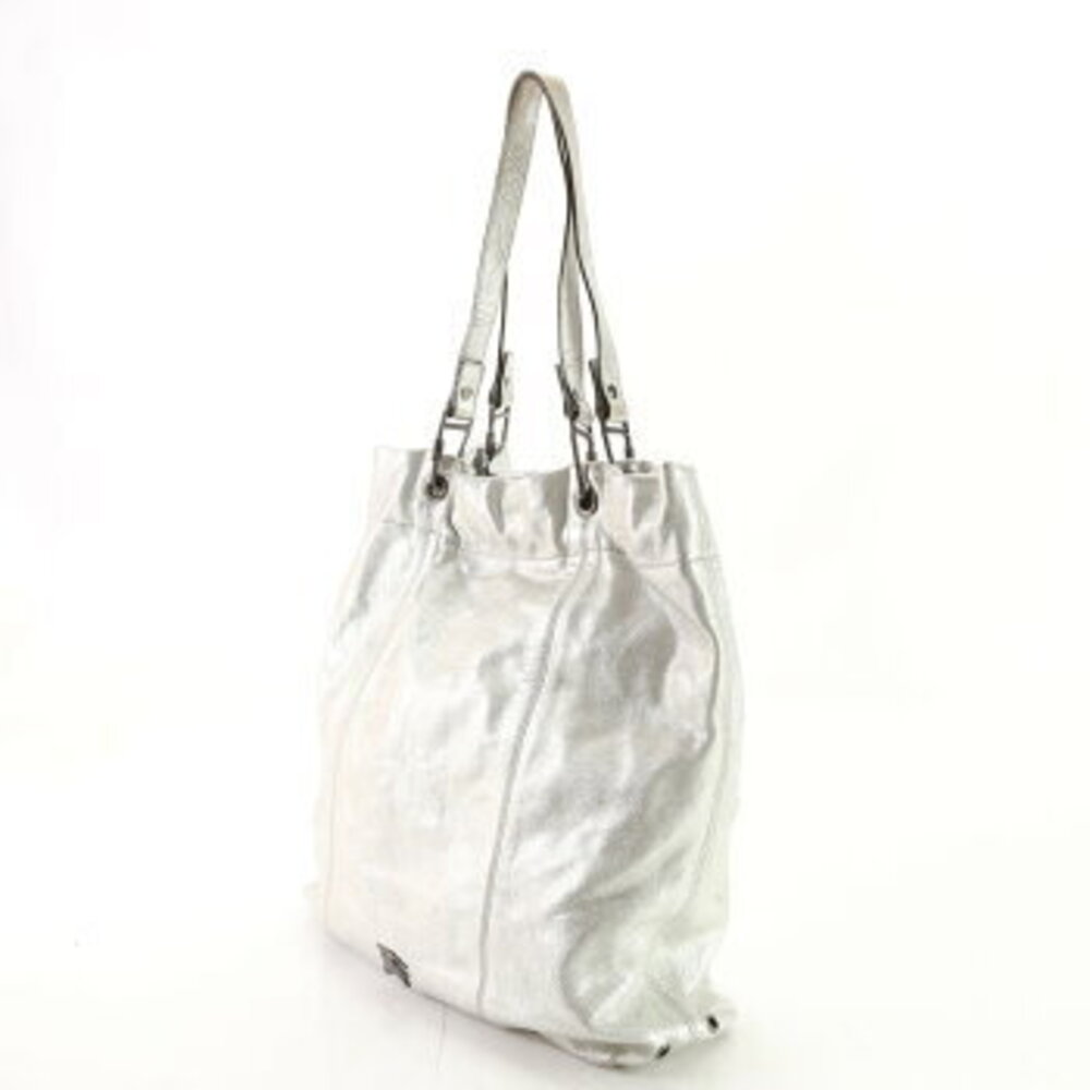 Burberry Leather Tote Bag Shoulder Business Document Silver - Picture 3 of 13